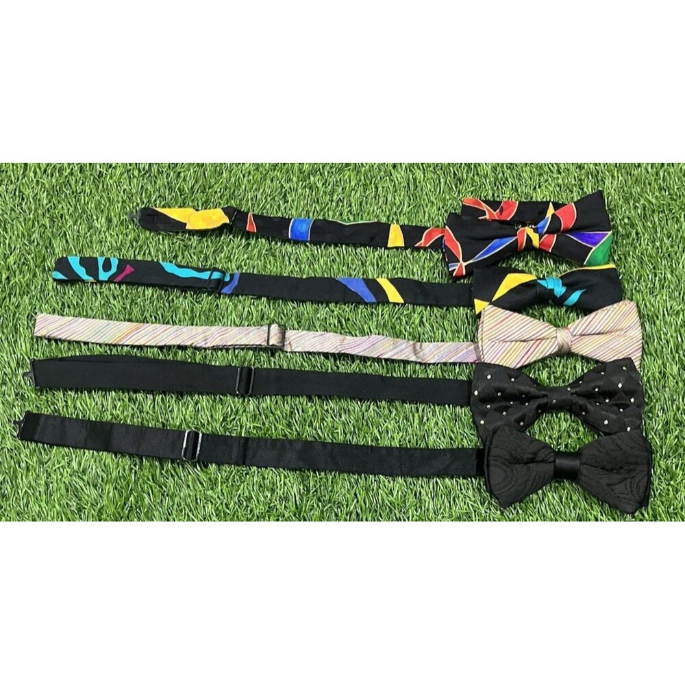 Unbranded Vintage Lot of 5 Silk Bow Ties Silk Cotton